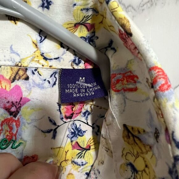 Alan Flusser Shirt Mens M Floral Cotton Colorful Long Sleeve Button Up Casual - Picture 6 of 7